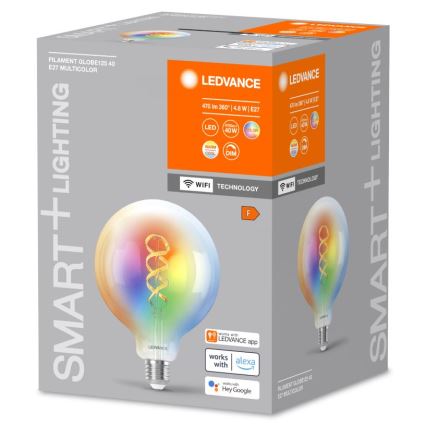 Żarówka LED RGBW ściemnialna SMART+ FILAMENT E27/4,8W/230V 2700-6500K Wi-Fi - Ledvance