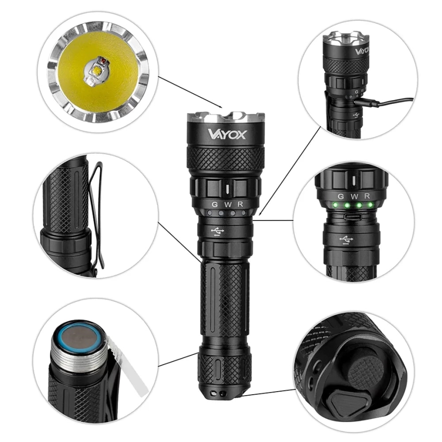 Latarka LED RGBW ściemnialna, ładowalna LED/15W/5V IP66 1500 lm 2000 mAh
