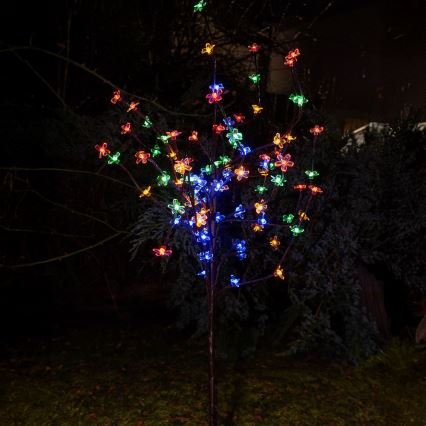 LED RGBW Lampa solarna TREE LED/0,1W/1,2V 600 mAh IP44 brązowa