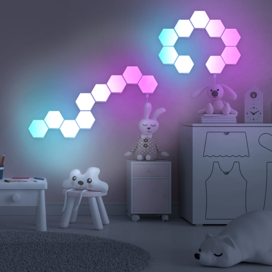ZESTAW 9x LED RGBW ściemnialny naścienne oświetlenie dekoracyjne MAYA LED/1W/230V + zdalne sterowanie