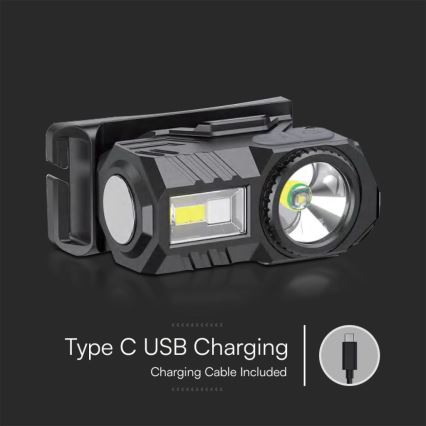 LED RGBW Ściemnialna akumulatorowa czołówka USB LED/3W/5V IP43 190 błyszcz. 24 h 750 mAh