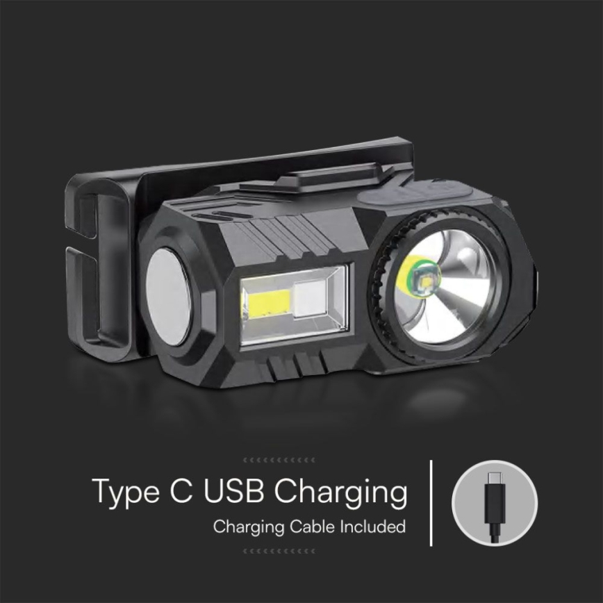 LED RGBW Ściemnialna akumulatorowa czołówka USB LED/3W/5V IP43 190 błyszcz. 24 h 750 mAh