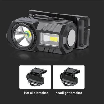 LED RGBW Ściemnialna akumulatorowa czołówka USB LED/3W/5V IP43 190 błyszcz. 24 h 750 mAh
