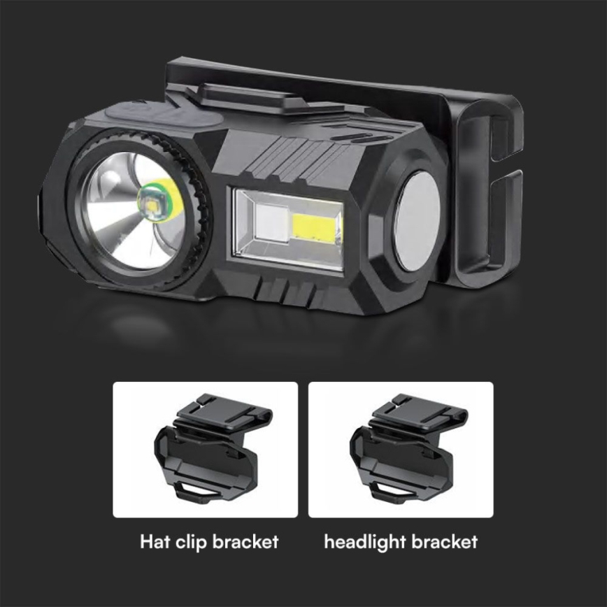 LED RGBW Ściemnialna akumulatorowa czołówka USB LED/3W/5V IP43 190 błyszcz. 24 h 750 mAh