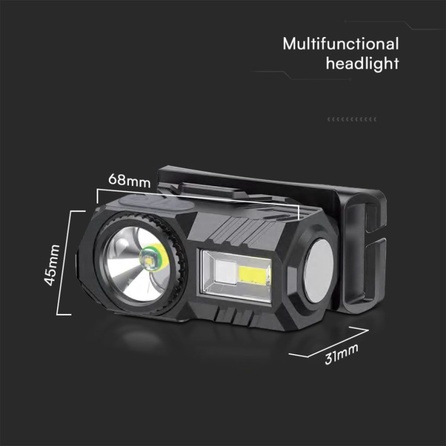 LED RGBW Ściemnialna akumulatorowa czołówka USB LED/3W/5V IP43 190 błyszcz. 24 h 750 mAh