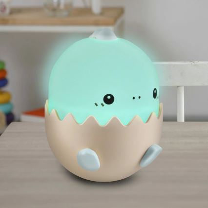 LED RGBW Ściemnialna dziecięca dotykowa lampa BABY DINO LED/0,75W/5V USB 1200 mAh niebieski