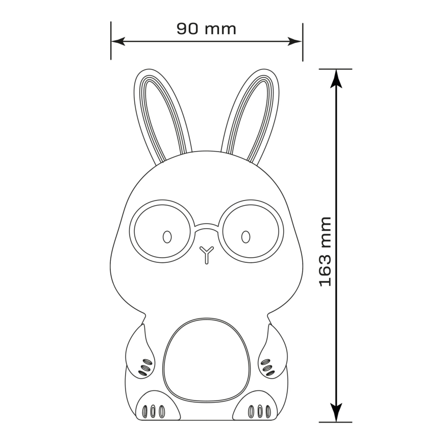 LED RGBW Ściemnialna dziecięca dotykowa lampa FLORKA LED/1W/5V USB 1200 mAh zajączek niebieski
