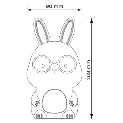 LED RGBW Ściemnialna dziecięca dotykowa lampa FLORKA LED/1W/5V USB 1200 mAh zajączek biały/różowy