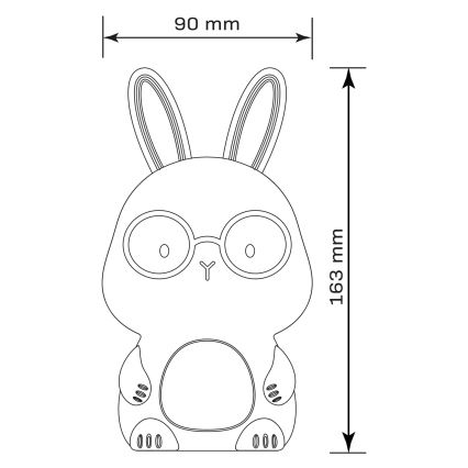 LED RGBW Ściemnialna dziecięca dotykowa lampa FLORKA LED/1W/5V USB 1200 mAh zajączek biały/szary