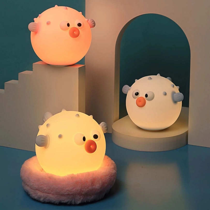 LED RGBW Ściemnialna dziecięca dotykowa lampa HELA LED/1W/5V USB 1200 mAh rybička różowy