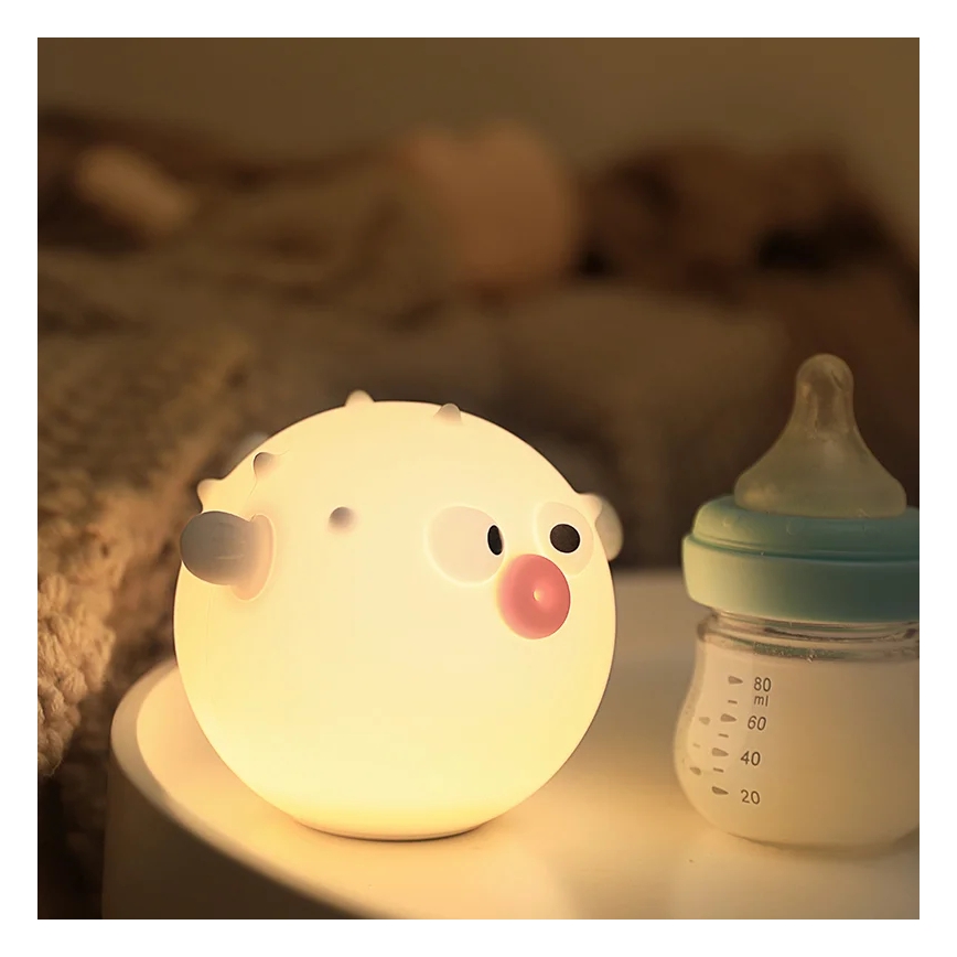 LED RGBW Ściemnialna dziecięca dotykowa lampa HELI LED/1W/5V USB 1200 mAh rybička niebieski