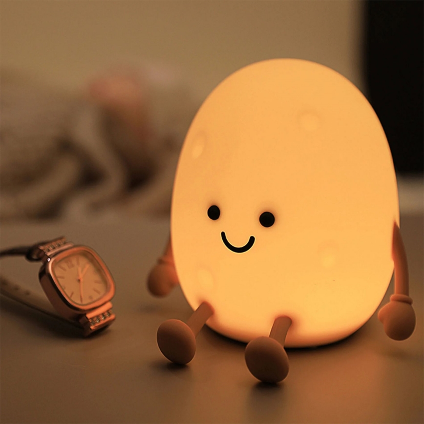 LED RGBW Ściemnialna dziecięca dotykowa lampa POTATO LED/2W/5V USB 1200 mAh ziemniak