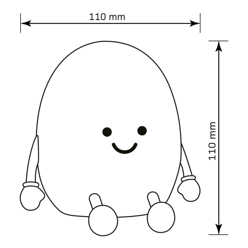 LED RGBW Ściemnialna dziecięca dotykowa lampa POTATO LED/2W/5V USB 1200 mAh ziemniak