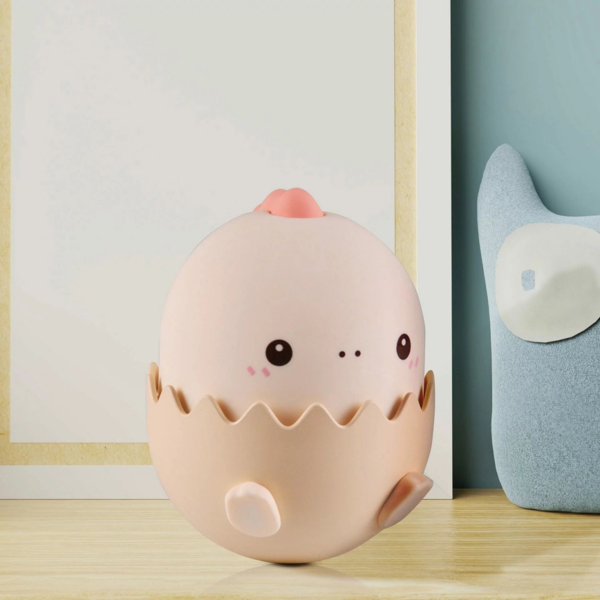 LED RGBW Ściemnialna dziecięca lampa dotykowa BABY DINO LED/0,75W/5V USB 1200 mAh różowa