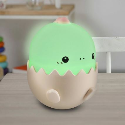 LED RGBW Ściemnialna dziecięca lampa dotykowa BABY DINO LED/0,75W/5V USB 1200 mAh różowa