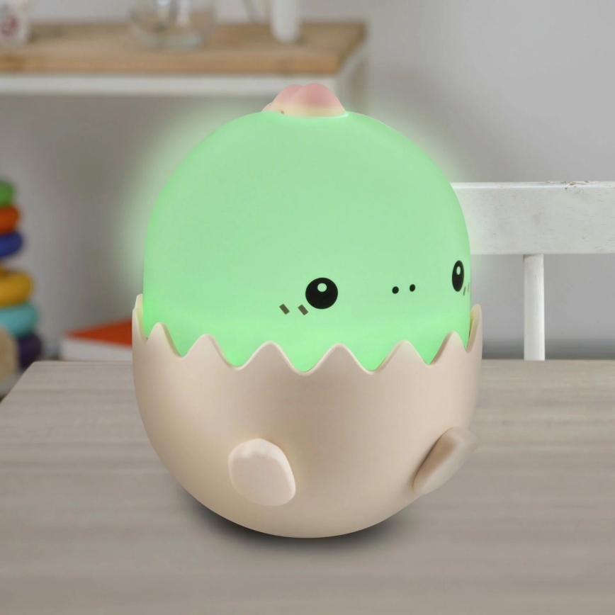 LED RGBW Ściemnialna dziecięca lampa dotykowa BABY DINO LED/0,75W/5V USB 1200 mAh różowa