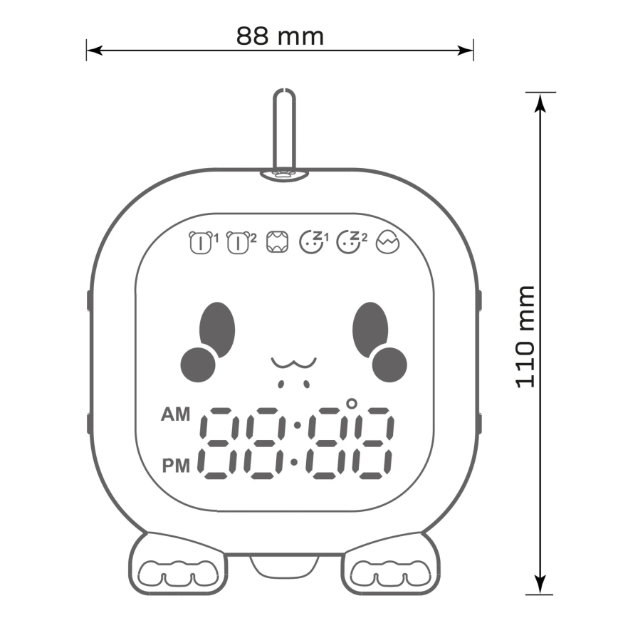 LED RGBW Ściemnialna dziecięca noc lampka z budzikiem FILIP LED/1,5W/5V 1500 mAh
