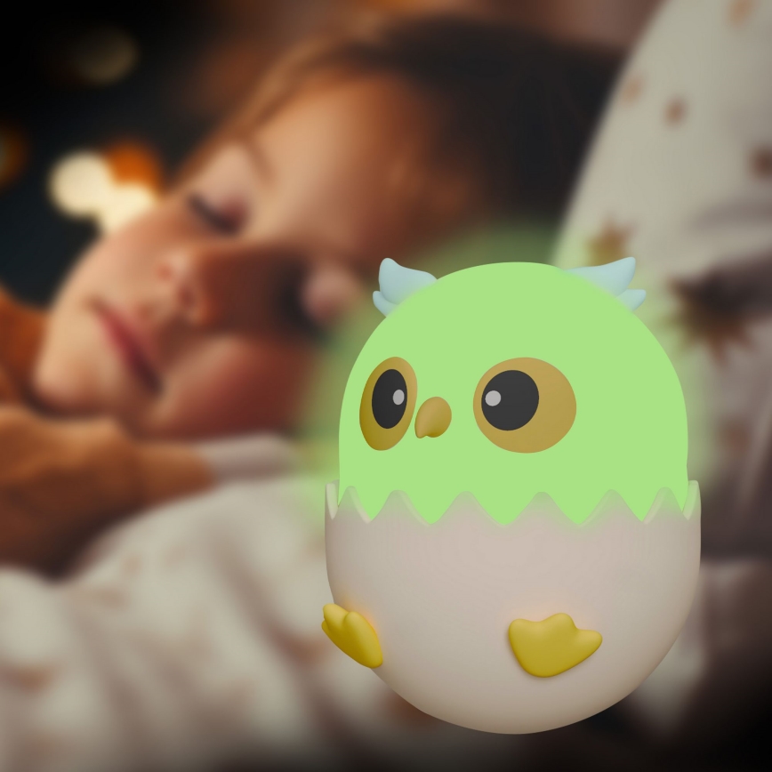 LED RGBW Ściemnialna dziecięcy dotykowa lampa OWL LED/1W/5V USB 1200 mAh sowa niebieski