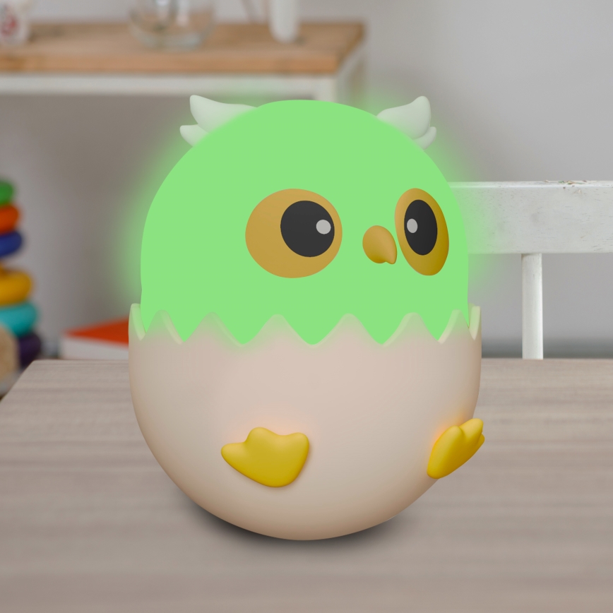 LED RGBW Ściemnialna dziecięcy dotykowa lampa OWL LED/1W/5V USB 1200 mAh sowa niebieski
