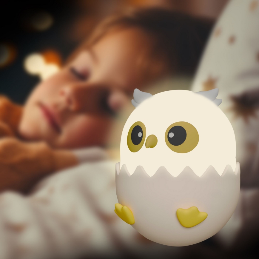 LED RGBW Ściemnialna dziecięcy dotykowa lampa OWL LED/1W/5V USB 1200 mAh sowa różowy