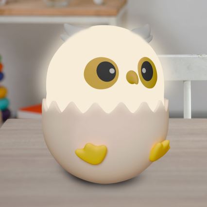 LED RGBW Ściemnialna dziecięcy dotykowa lampa OWL LED/1W/5V USB 1200 mAh sowa różowy