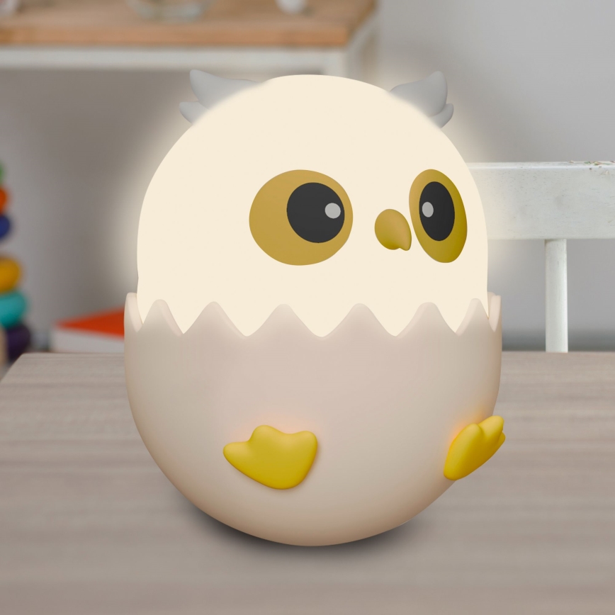 LED RGBW Ściemnialna dziecięcy dotykowa lampa OWL LED/1W/5V USB 1200 mAh sowa różowy