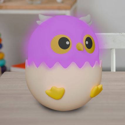 LED RGBW Ściemnialna dziecięcy dotykowa lampa OWL LED/1W/5V USB 1200 mAh sowa różowy