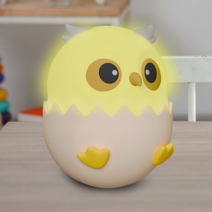 LED RGBW Ściemnialna dziecięcy dotykowa lampa OWL LED/1W/5V USB 1200 mAh sowa różowy