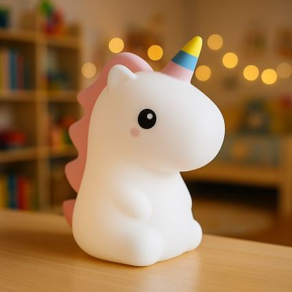 LED RGBW ściemnialna, ładowalna, dotykowa lampka nocna dla dzieci UNICORN LED/1W/5V 1200 mAh