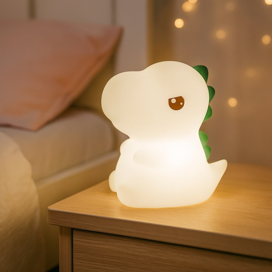 LED RGBW ściemnialna ładowalna dotykowa lampka nocna dla dzieci DINO LED/1W/5V 1200 mAh
