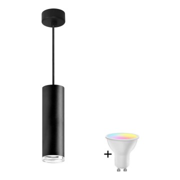 LED RGBW ściemnialna lampa łazienkowa wisząca na linkę TURYN 1xGU10/6,5W/230V 2700-6500K Wi-Fi IP44 czarna
