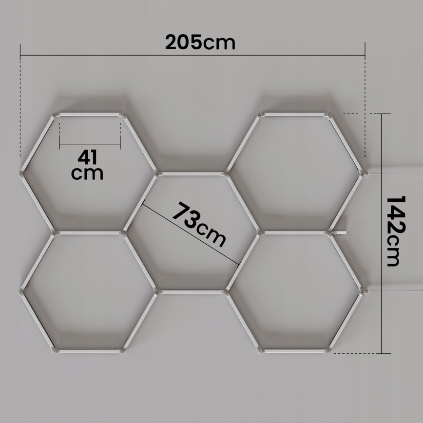 Ściemnialna lampa sufitowa LED RGBW HEXAGON LED/144W/85-265V 7000K 205x142 cm CRI 90 IP54 biała + pilot zdalnego sterowania