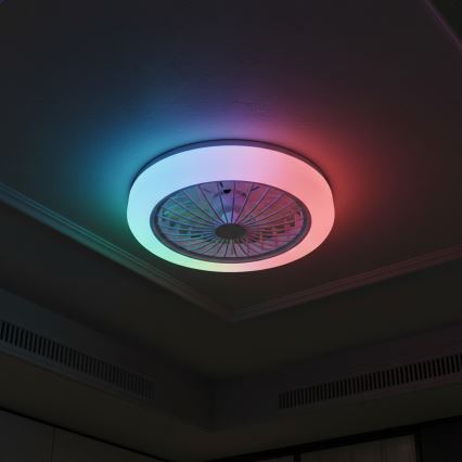 LED RGBW ściemnialna oprawa sufitowa z wentylatorem ZAMBIA LED/24W/230V 3000-6500K biała + zdalne sterowanie