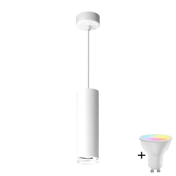 LED RGBW ściemnialna lampa wisząca do łazienki na lince TURYN 1xGU10/6W/230V 3000K IP44 biała