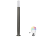 LED RGBW ściemnialna lampa zewnętrzna LIVIA 1xE27/6,5W/230V 2700-6500K Wi-Fi 100 cm IP44 srebrna