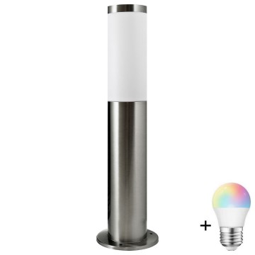 LED RGBW ściemnialna lampa zewnętrzna LIVIA 1xE27/6,5W/230V 2700-6500K Wi-Fi 45 cm IP44 srebrna