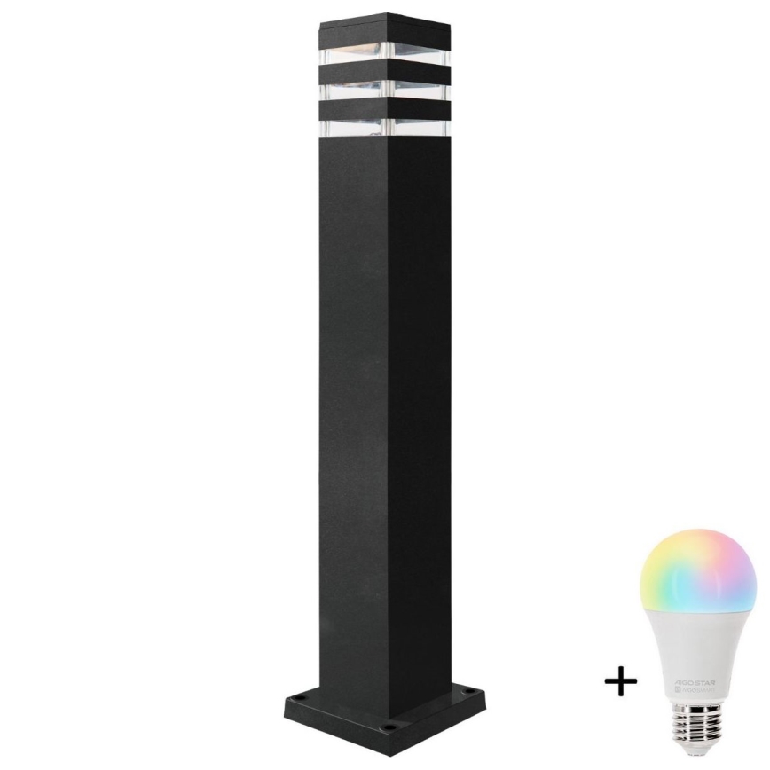LED RGBW ściemnialna lampa zewnętrzna TEKSAS 1xE27/12W/230V 2700-6500K Wi-Fi 74 cm IP44 antracyt