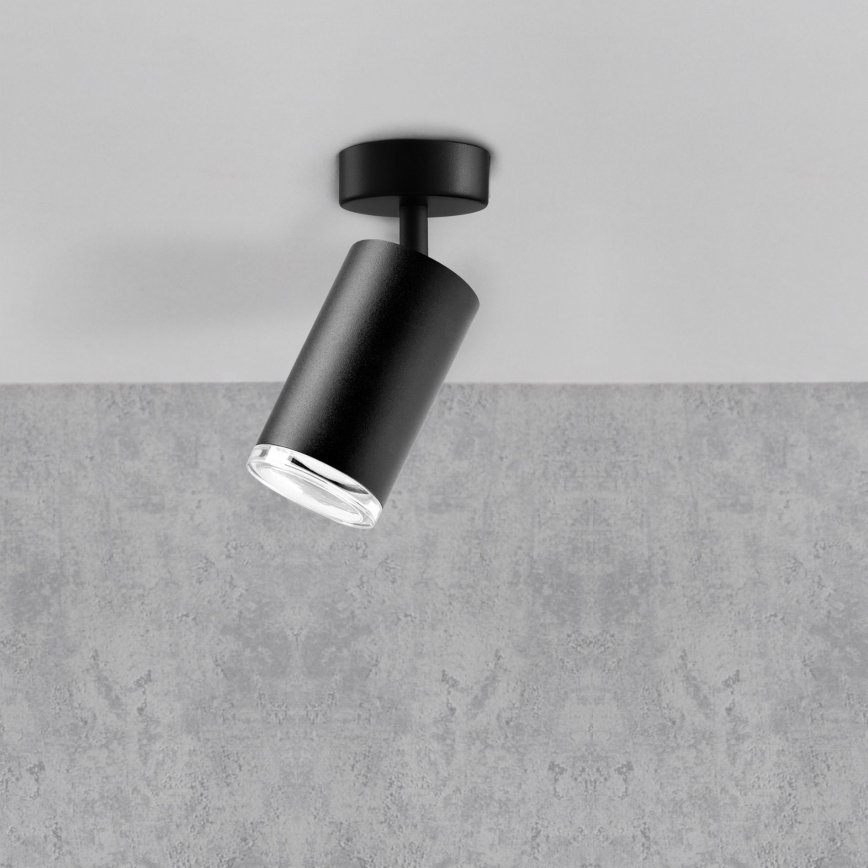 LED RGBW ściemnialna oprawa punktowa do łazienki TURYN 1xGU10/4,8W/230V 3000K IP44 czarna + pilot zdalnego sterowania