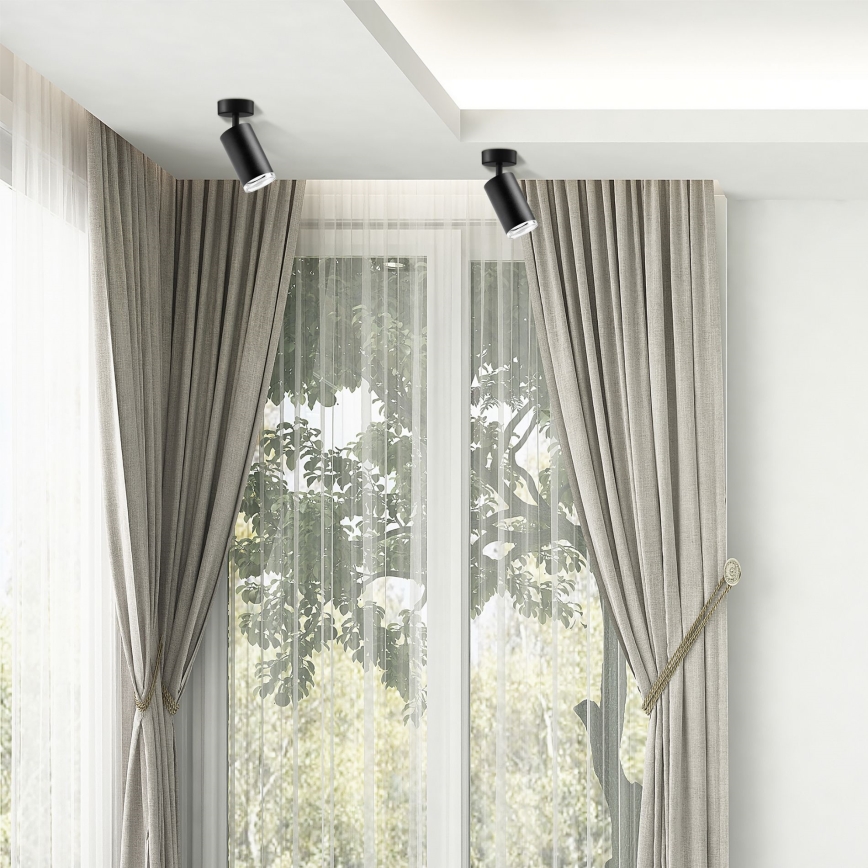 LED RGBW ściemnialna oprawa punktowa do łazienki TURYN 1xGU10/6W/230V 3000K IP44 czarna + pilot zdalnego sterowania