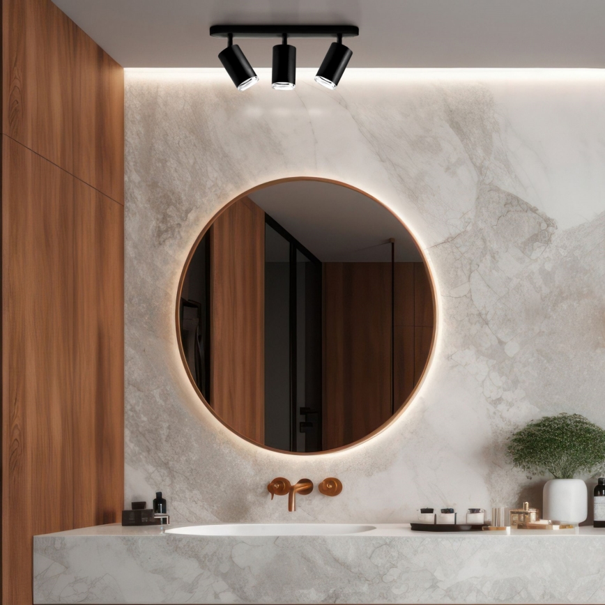 LED RGBW ściemnialna oprawa punktowa do łazienki TURYN 3xGU10/6W/230V 3000K Wi-Fi IP44 czarna