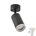 LED RGBW ściemnialna oprawa punktowa do łazienki TURYN 1xGU10/6,5W/230V 2700-6500K Wi-Fi IP44 czarna
