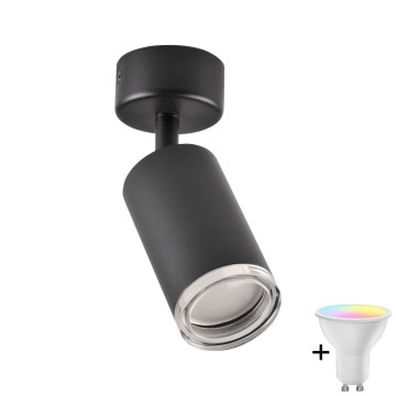 LED RGBW ściemnialna oprawa punktowa do łazienki TURYN 1xGU10/6,5W/230V 2700-6500K Wi-Fi IP44 czarna