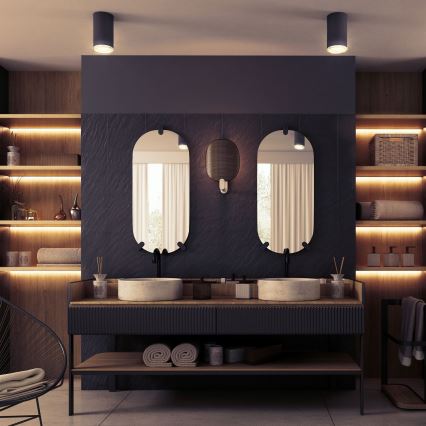 LED RGBW ściemnialna łazienkowa oprawa punktowa TURYN 1xGU10/6W/230V 3000K Wi-Fi IP44 czarna