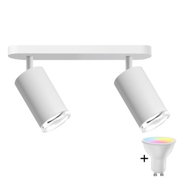 LED RGBW ściemnialna oprawa punktowa do łazienki TURYN 2xGU10/6,5W/230V 2700-6500K Wi-Fi IP44 biała