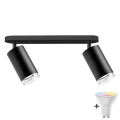 LED RGBW ściemnialna oprawa punktowa do łazienki TURYN 2xGU10/6,5W/230V 2700-6500K Wi-Fi IP44 czarna