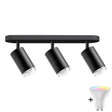 LED RGBW ściemnialna oprawa punktowa do łazienki TURYN 3xGU10/6,5W/230V 2700-6500K Wi-Fi IP44 czarna