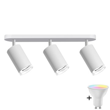 LED RGBW ściemnialna oprawa punktowa do łazienki TURYN 3xGU10/6W/230V 3000K Wi-Fi IP44 biała