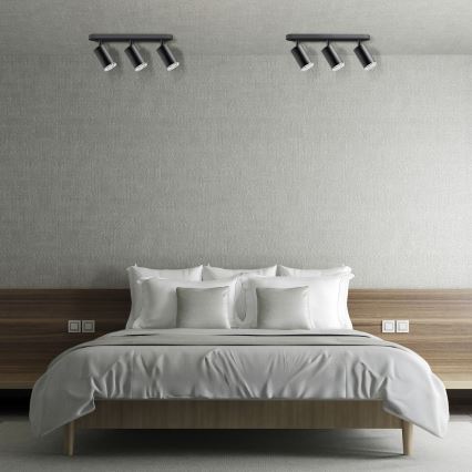 LED RGBW ściemnialna łazienkowa oprawa punktowa TURYN 3xGU10/6W/230V 3000K IP44 czarna + pilot