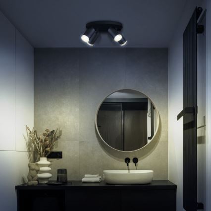 LED RGBW ściemnialna oprawa punktowa do łazienki TURYN 4xGU10/4,8W/230V 3000K IP44 czarna + zdalne sterowanie