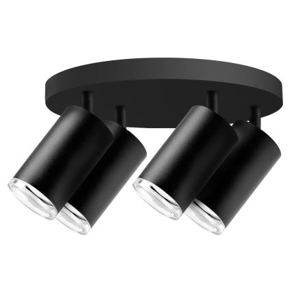 LED RGBW ściemnialna oprawa punktowa do łazienki TURYN 4xGU10/4,8W/230V 3000K IP44 czarna + zdalne sterowanie